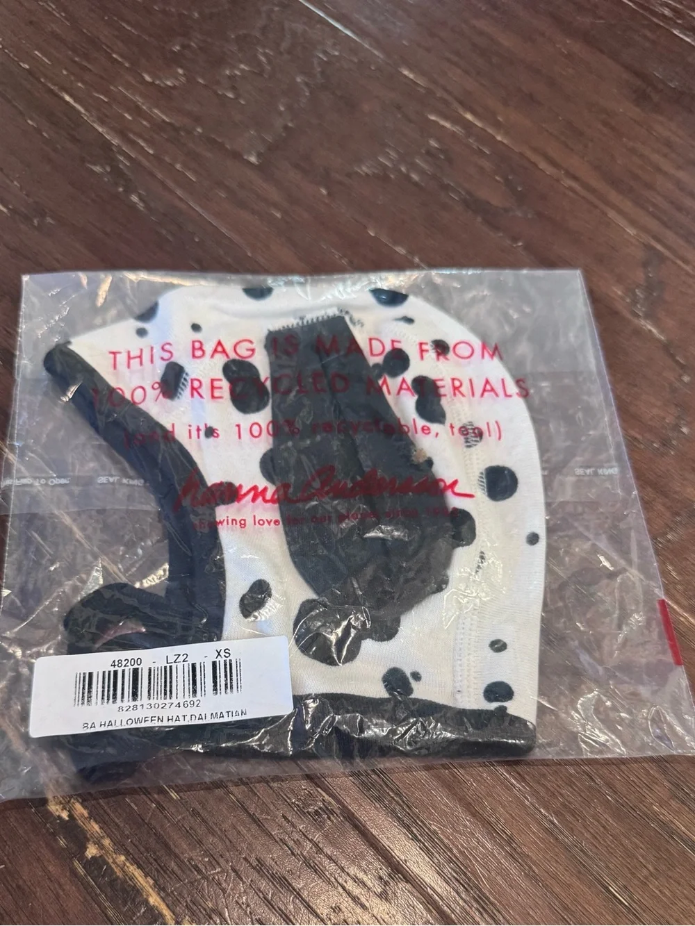 Hanna Andersson size XS 2/3 dalmation Print Baby Earflap Hat - Black & White